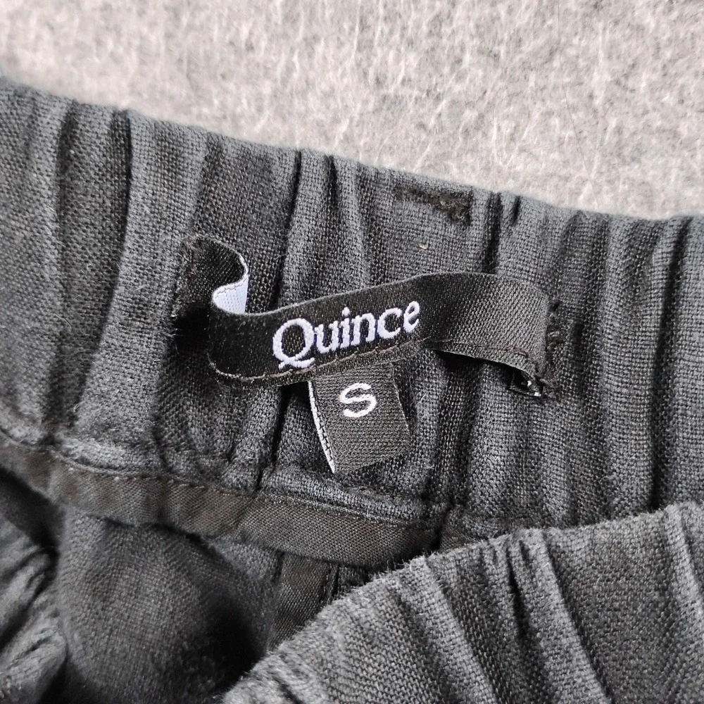 Quince European Linen Pants Womens Small Charcoal Gray Elastic Waist Wide Leg